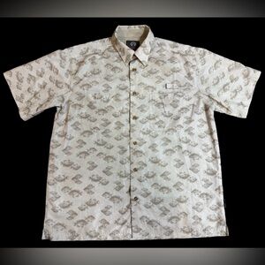 Weatherproof Garment sz L Men's Desert Grass Fish button fishing vented Shirt
